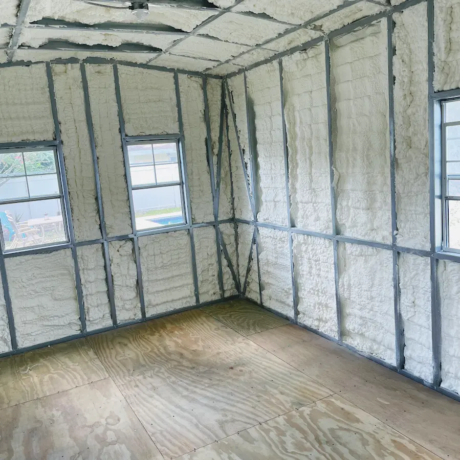 Closed-cell spray foam insulation applied to wall cavities in a residential project in East Brandywine