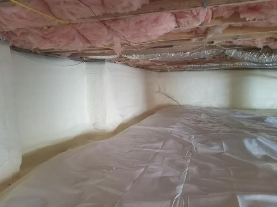 Crawl space encapsulation with closed-cell spray foam for Spray Foam Roofing in East Brandywine